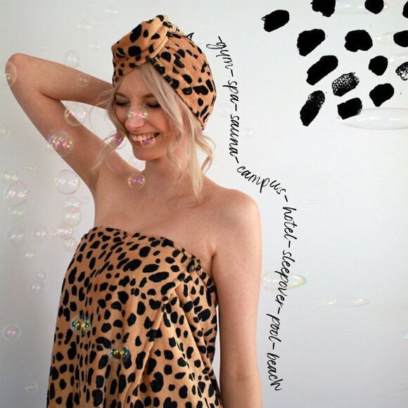 DOTU - Bath 🛁 Wrap Towel Set Cheetah 🐆 Leopard Bath Body Wrap Print towe… - Picture 8 of 9